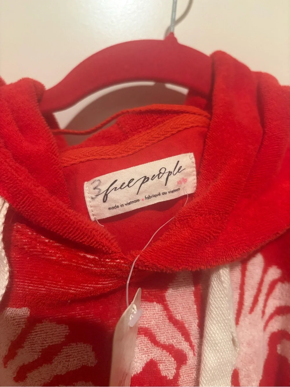 Free People Shell Baby Hoodie XS Cherry Combo NWT